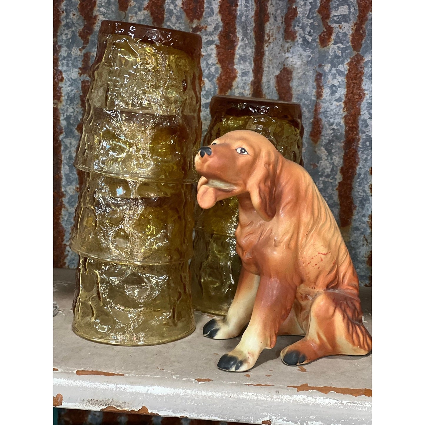 Ceramic golden retriever dog figurine