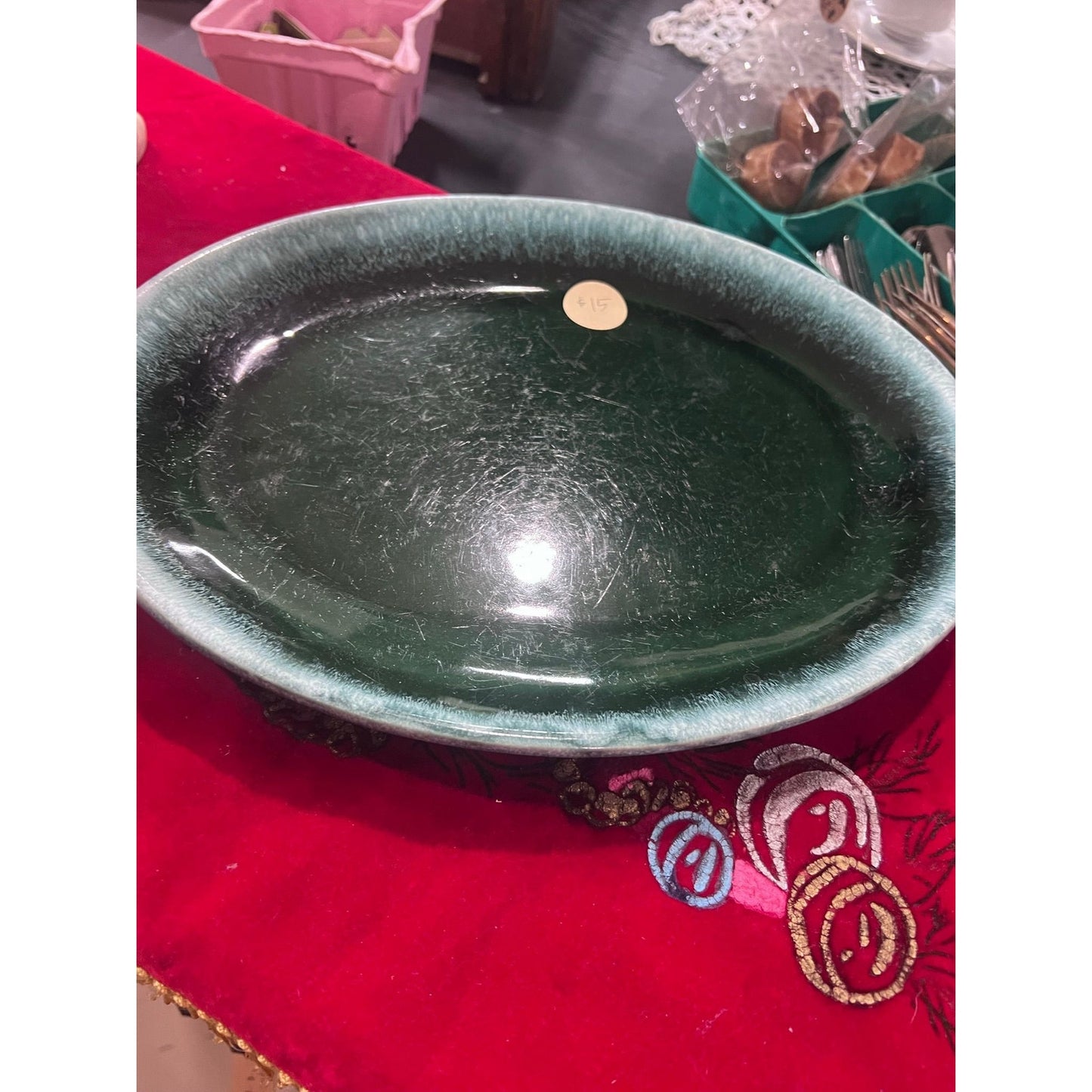 Forest green vintage platter