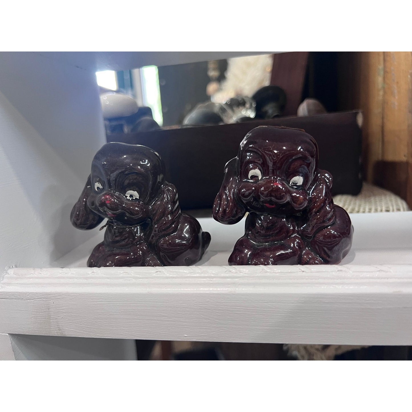 Pair of vintage red ware dogs made in Japan