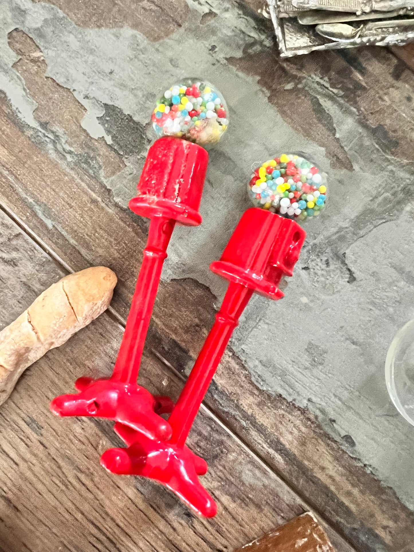 Miniatures, Doll house accessories, bubble gum machine, silverware, glassware, croquet set, Bibles 