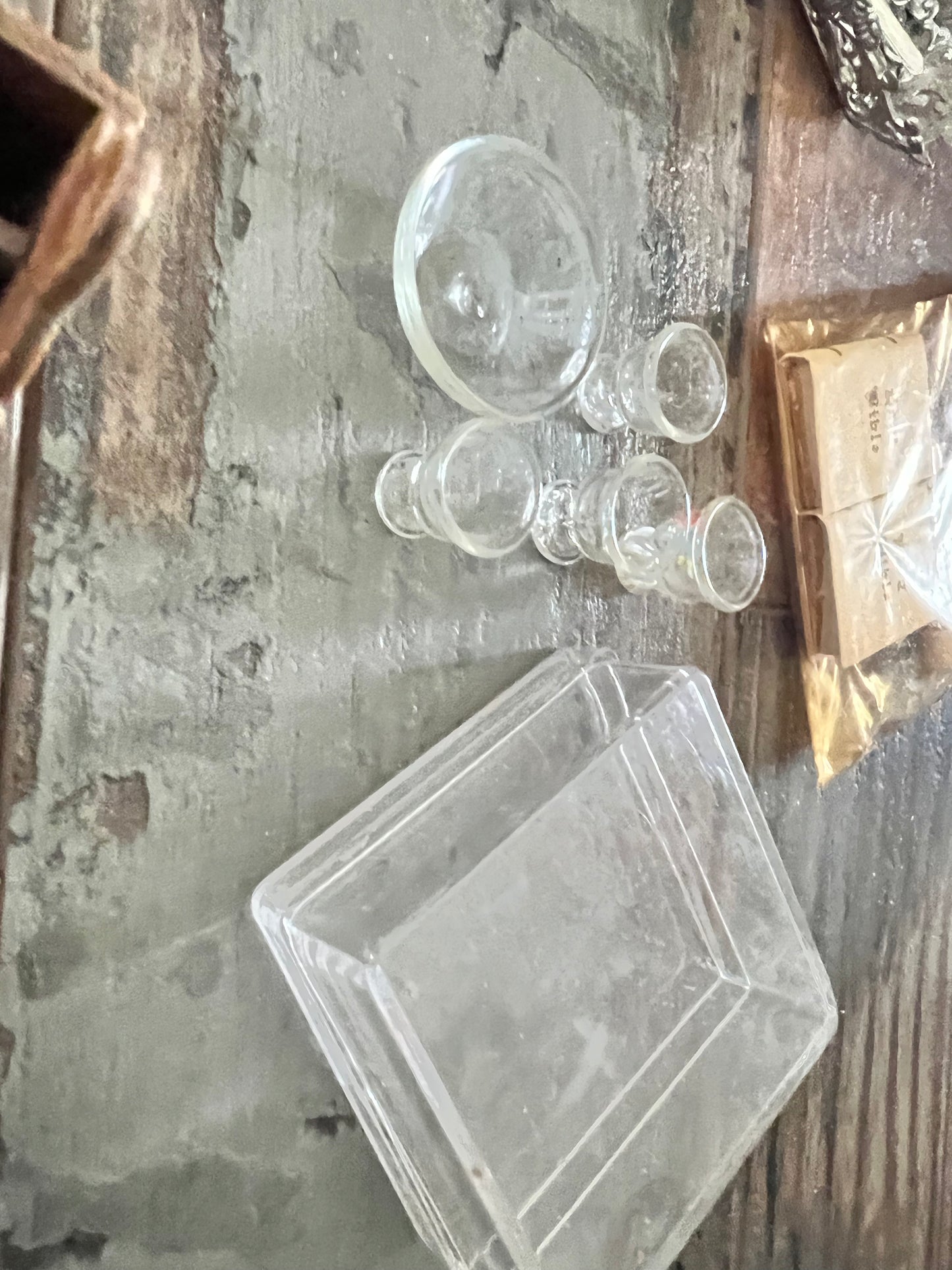 Miniatures, Doll house accessories, bubble gum machine, silverware, glassware, croquet set, Bibles 