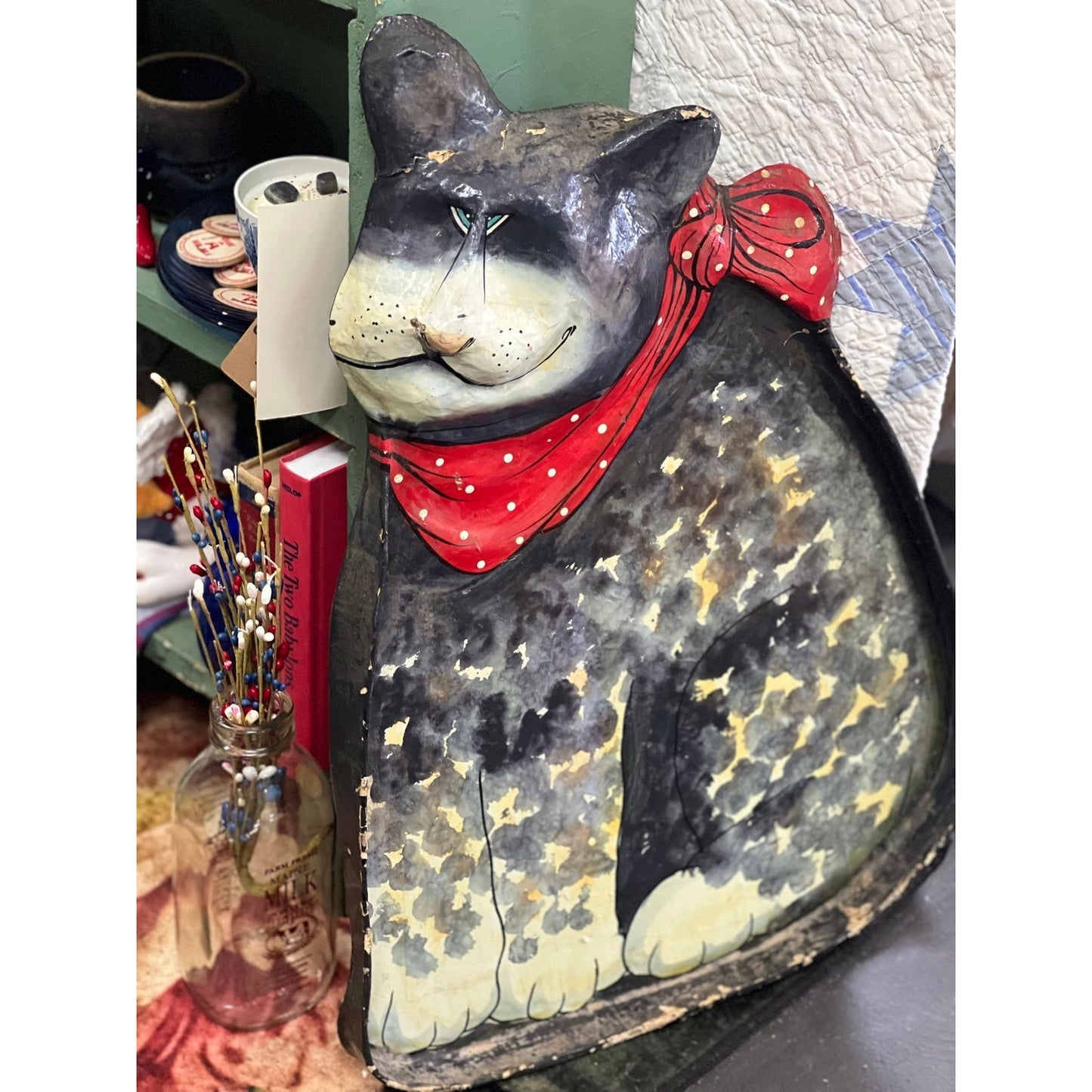 Paper mache sealed cat platter xxl tray decor