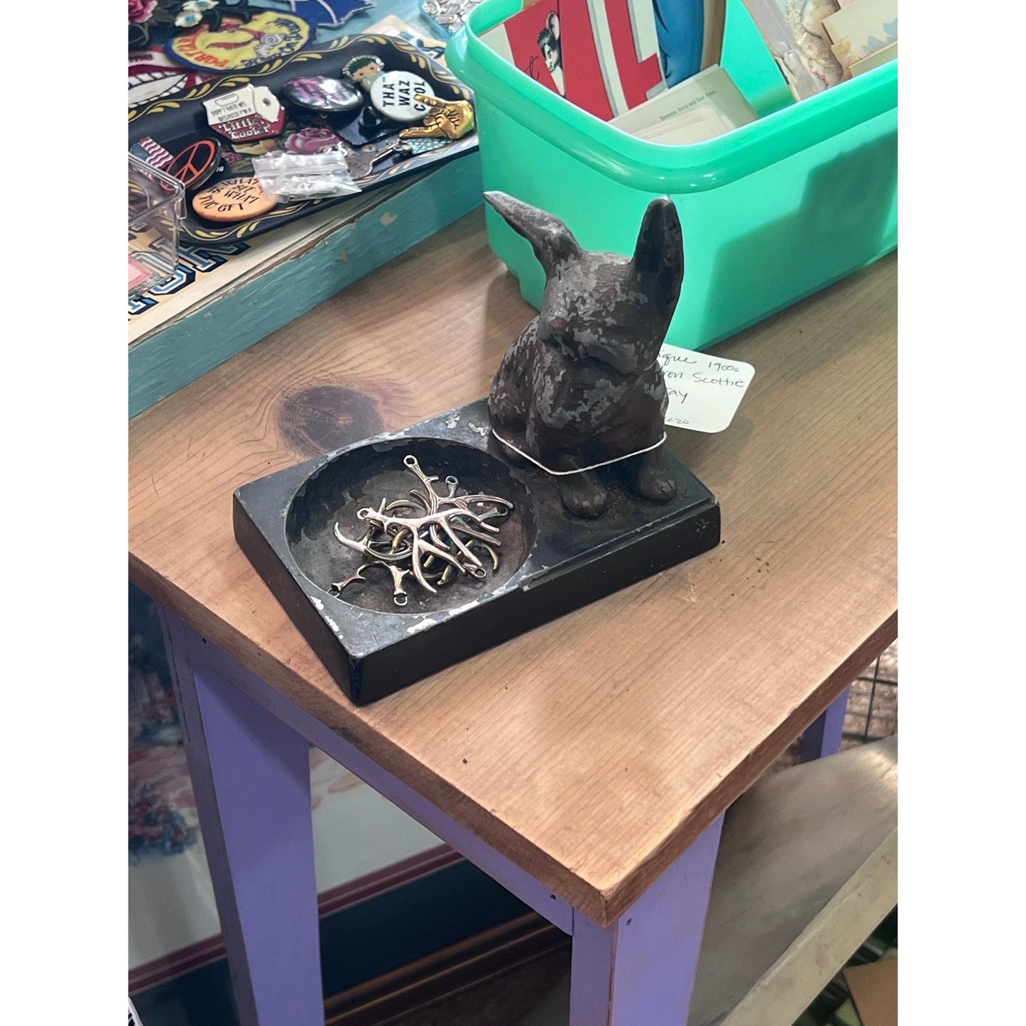 Antique cast iron Scottie ash tray change dish jewlery holder
