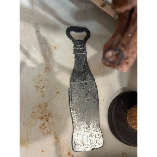 Vintage Coke bottle opener, silver coca-cola bottle opener