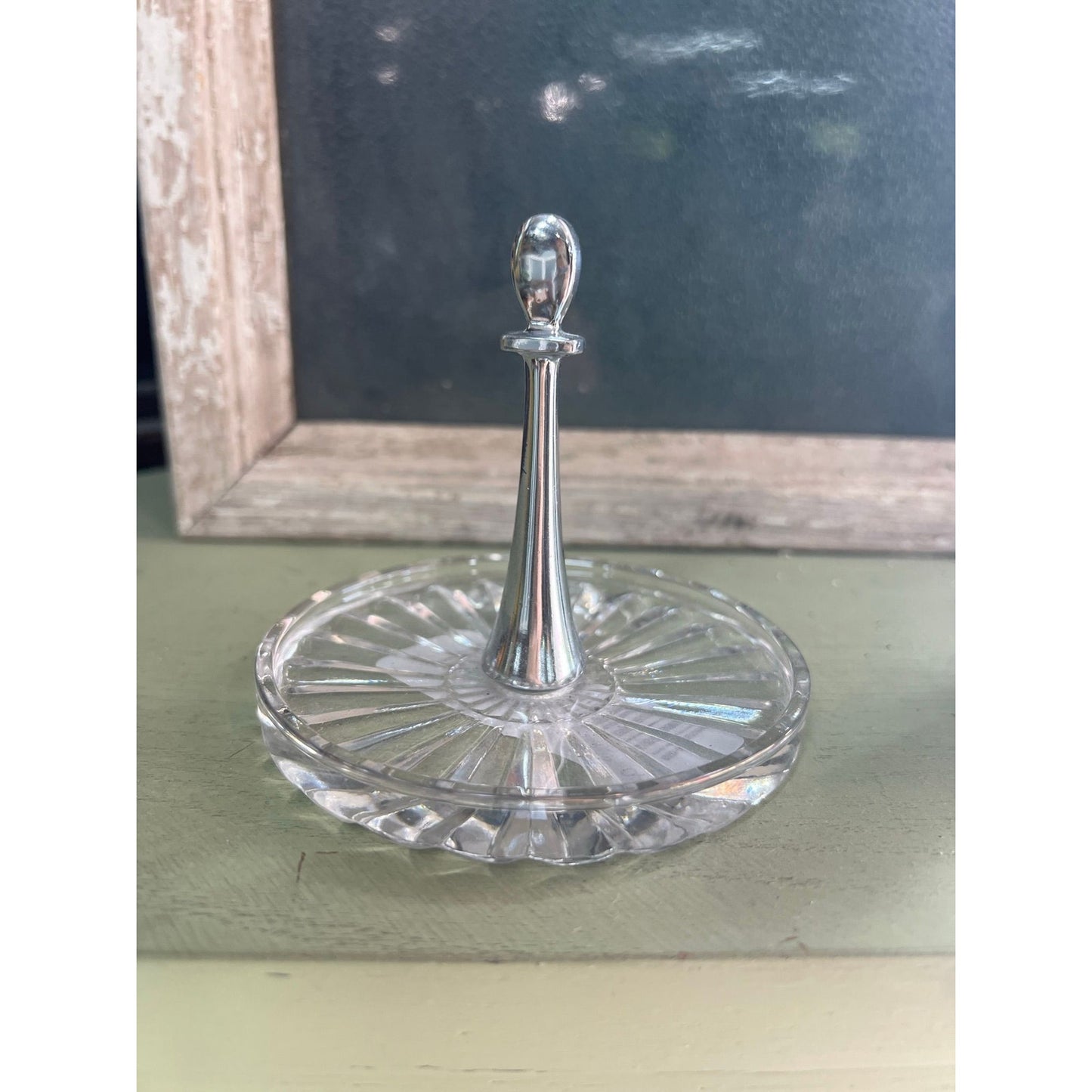 Vintage ring holder, cut crystal glass