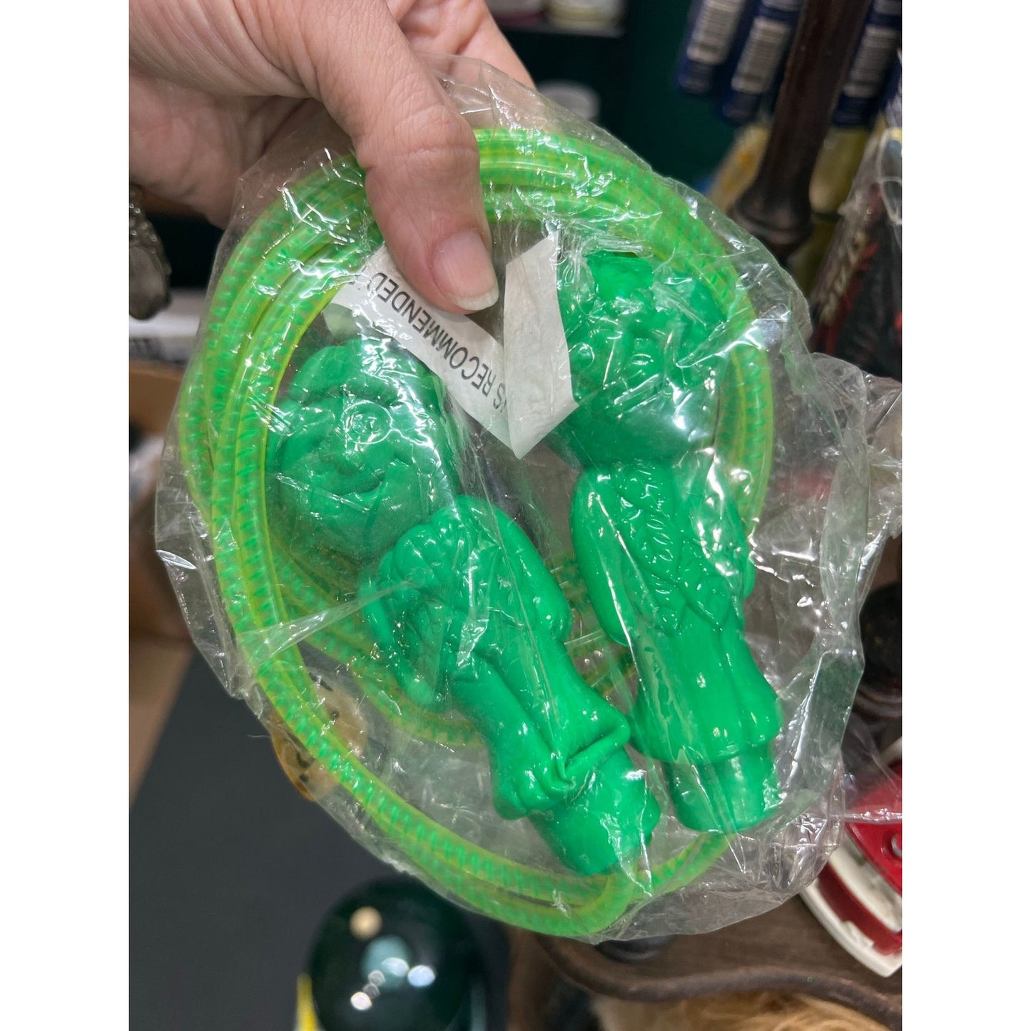 Vintage toy jump rope, green giant little sprout