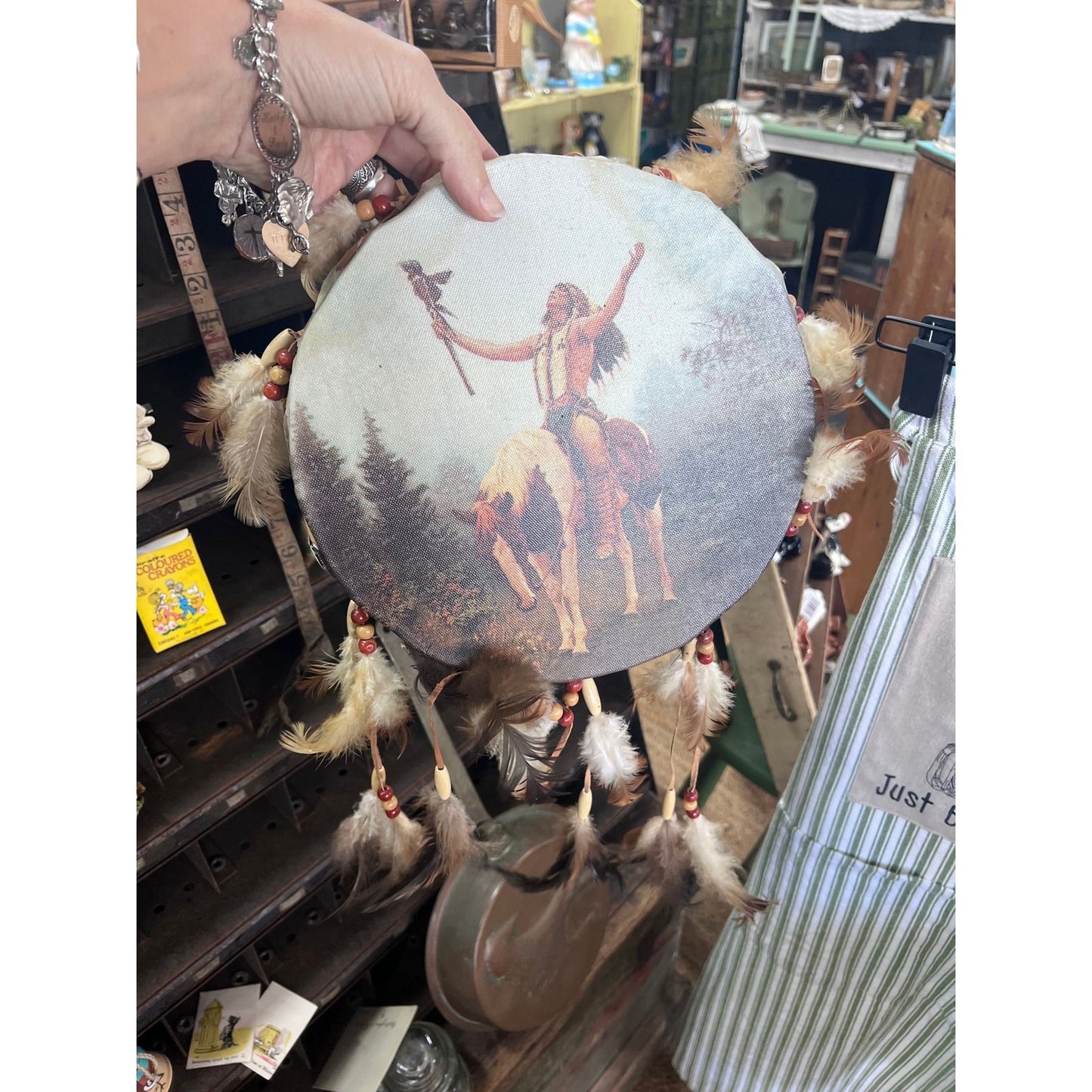 Native American Indian drum w/real leather