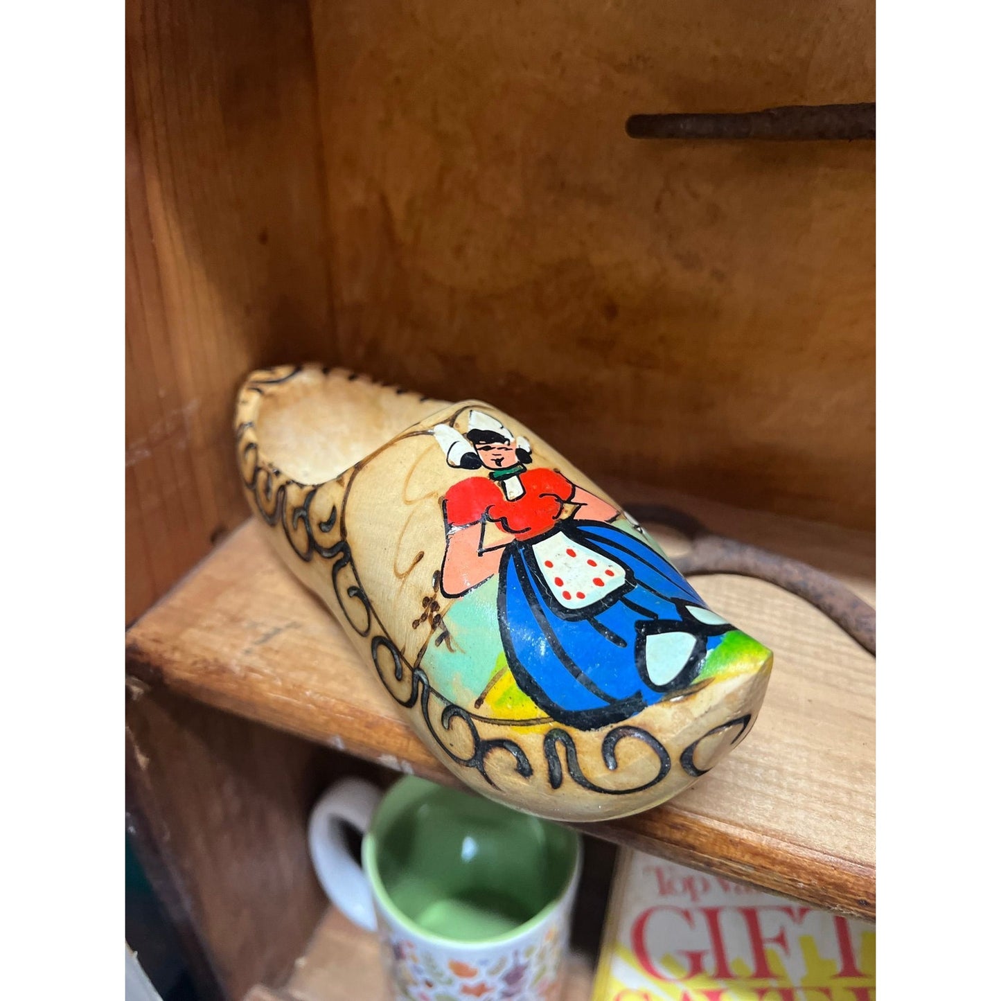 Vintage hand painted holland wooden shoe