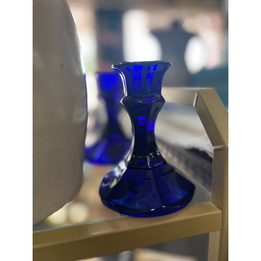 Vintage Colbalt blue glass candle holders