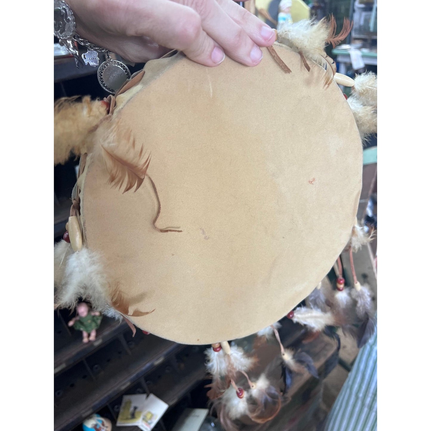 Native American Indian drum w/real leather
