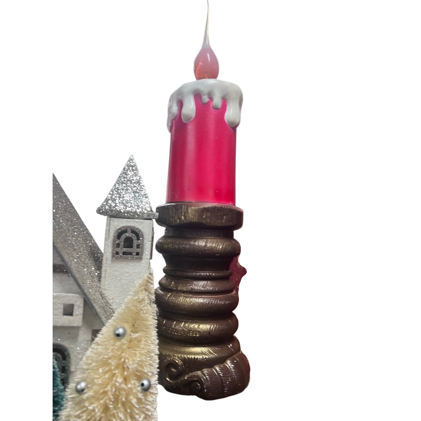 1969 candle blow mold with fancy bulb, vintage Christmas