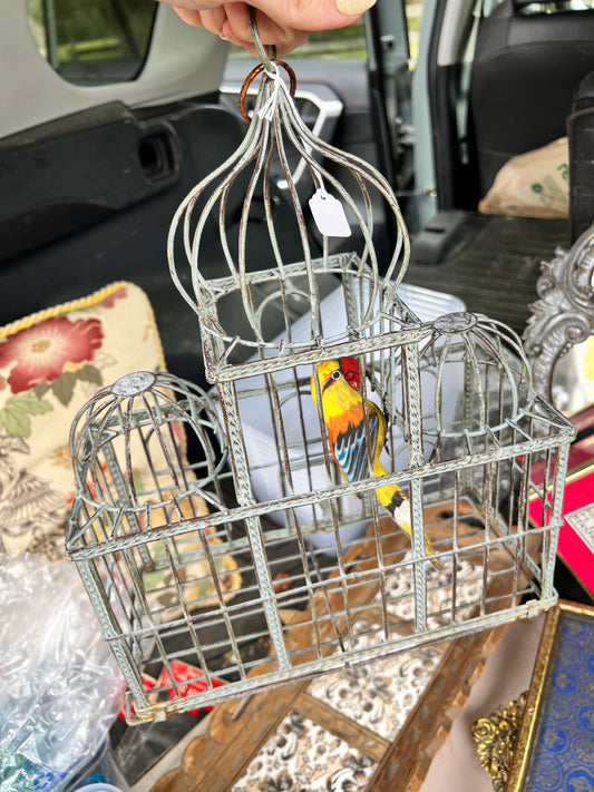 Vintage bird cage & metal bird