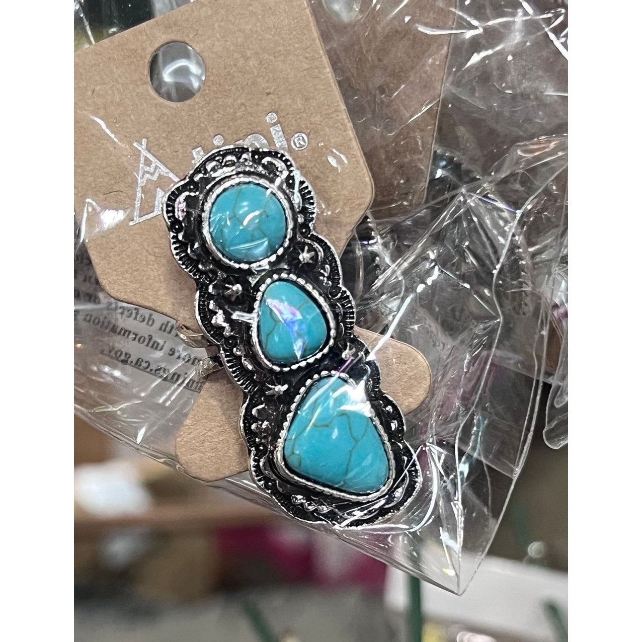 Turquoise & silver ring, New western chic