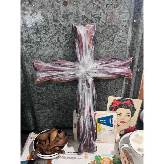 Vintage cross, wood carved MCM