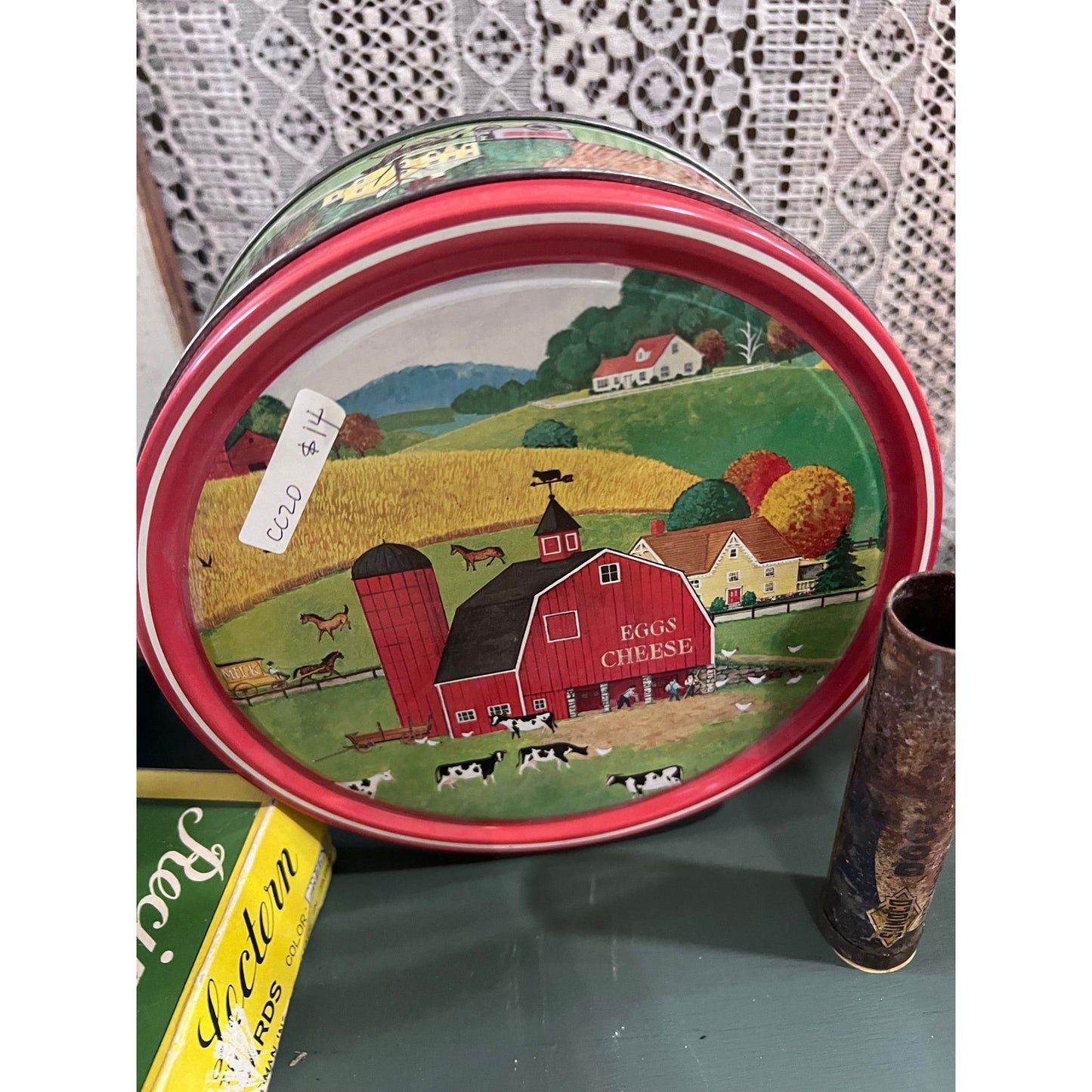 Vintage barn tin farm scene