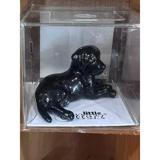 Mini black lab momma dog ceramic trinket