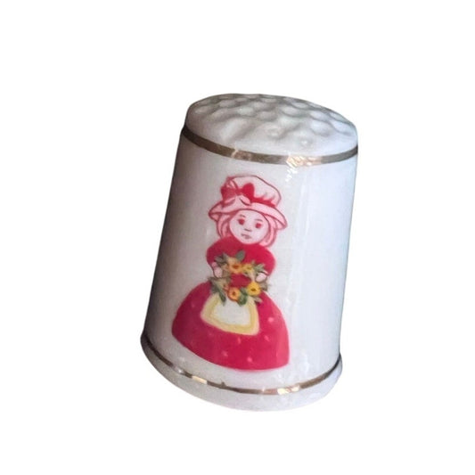 Choice vintage Christmas thimble red bird or Mrs Claus